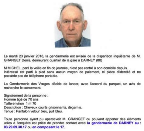 Darney Disparition Inquiétante On Recherche Denis Granget Actu88 L Actualité Des Vosges