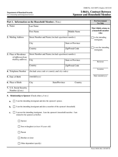 Form I 864a Fillable Printable Forms Free Online