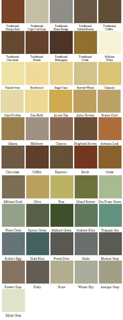 Pittsburgh Paint Color Chart