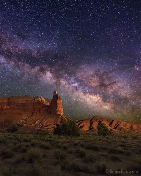 Milky Way Rising Behind Castle Butte Valley Of The Gods In The New