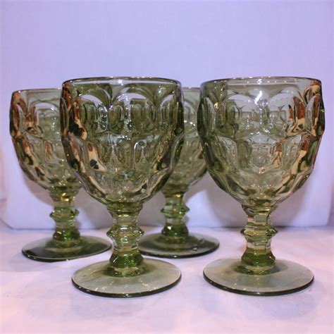 4 Vintage Imperial Glass Ohio Provincial Green Goblet Wine