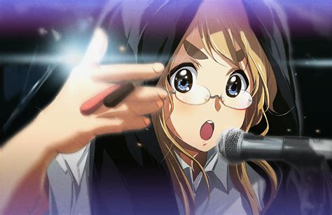 Wallpaper K On Anime Girls Singing Microphone Long Hair Blushing