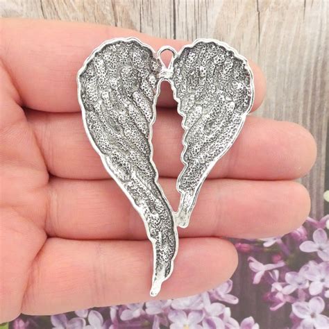 Bulk 5 Spread Silver Angel Wings Pendant Extra Large 69x47mm Etsy