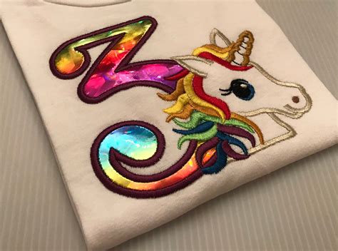 Vinyl Embroidery T Shirt Appliqued Unicorn Vinyl Shirt Etsy