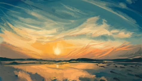 Wallpaper Sunset Clouds Painting Sky Artwork Resolution2048x1536