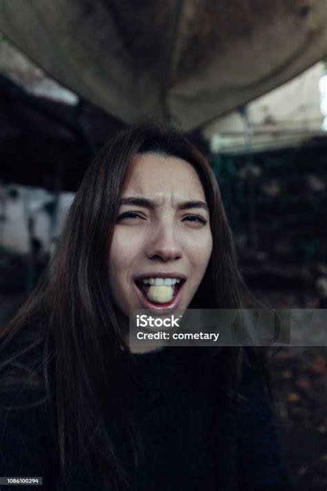 Portrait Of Young Women Eating Cookie Stock Photo Download Image Now