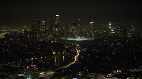 5k Stock Footage Aerial Video Of Downtown Los Angeles Skyline Viewed