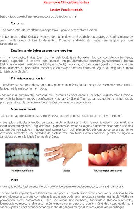 resumo completo diagnóstico bucal patologia i
