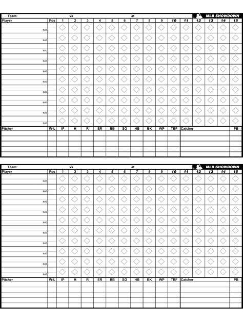 Print a free baseball scorebook sheet. Matthew's Showdown League
