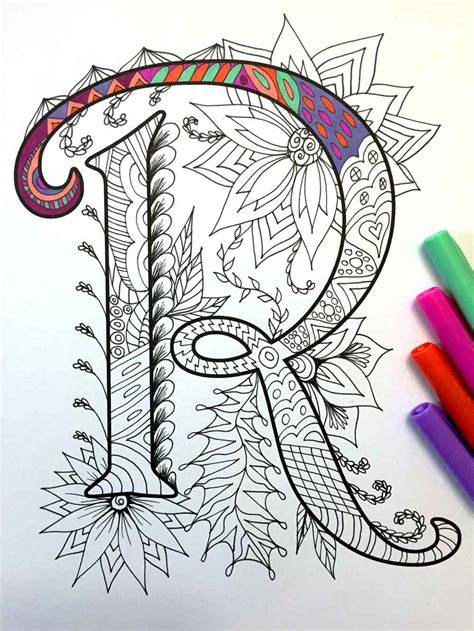 Letter R Zentangle Inspired By The Font Etsy Zentangle Patterns