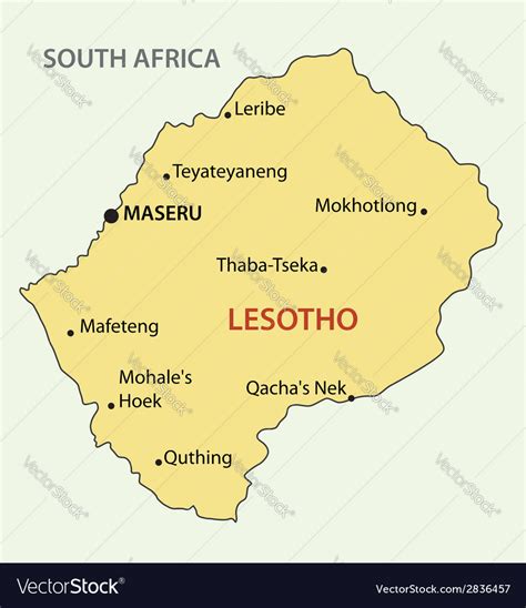 How many states are in lesotho. Kingdom of Lesotho - map Royalty Free Vector Image
