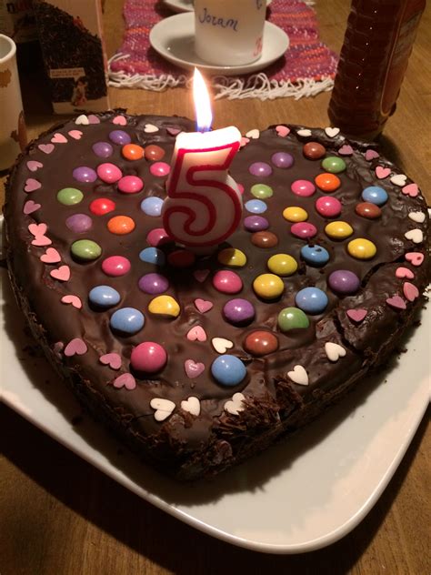 Birthday Cake 5 Year Old Girl Chocolate Cake Heart Covered With Real