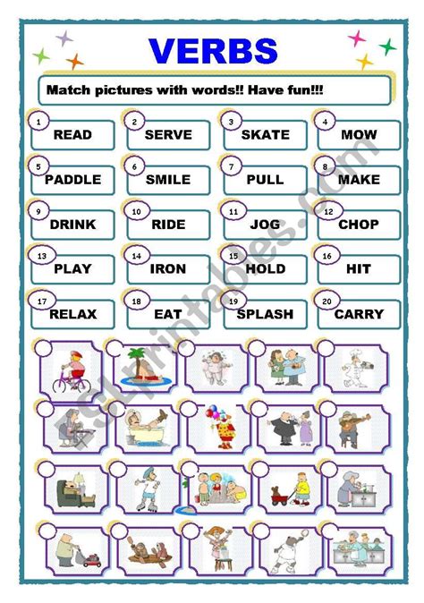 Verbs Worksheets For First Grade Worksheets Samples 8ef