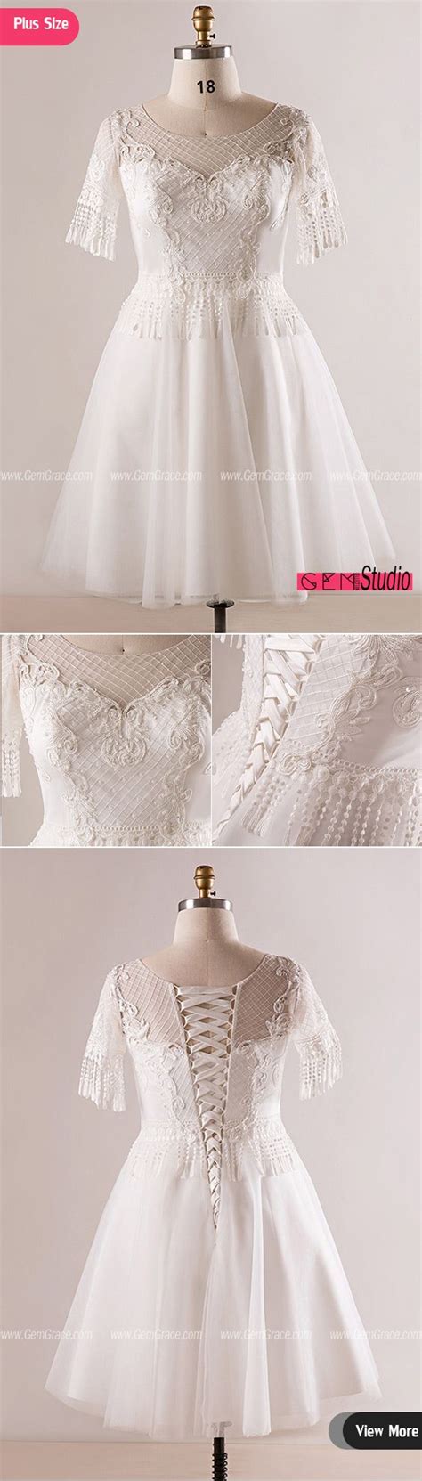 192 Plus Size Wedding Dresses Custom Plus Size Unique Lace Short