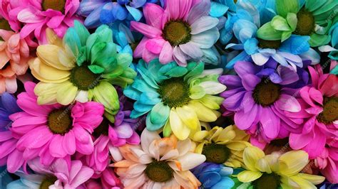 Premium Photo Rainbow Daisies Rainbow Flower Bouquets Of Blossom