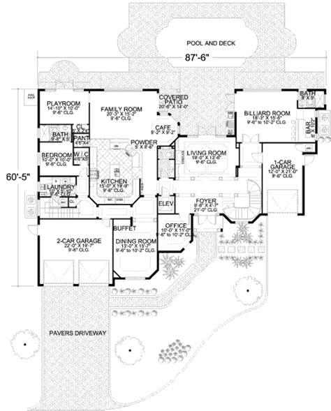 Mediterranean Style House Plan 5 Beds 65 Baths 6096 Sqft Plan 420