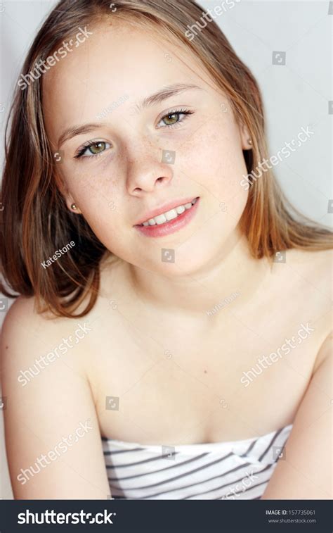 Beautiful Blondhaired 13years Old Girl Portrait Stock Photo 157735061