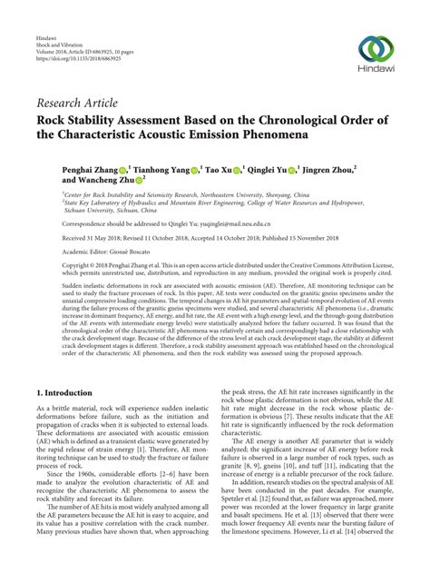 Pdf Rock Stability Assessment Based On The Chronological Order Of The