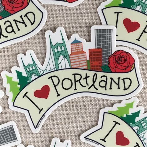 I Love Portland Vinyl Sticker Cool Hand Lettered Design Etsy