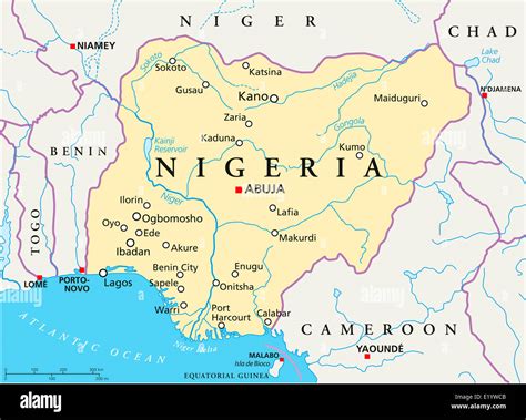 Carte Politique Du Nigéria Avec Capitale Abuja Les Frontières