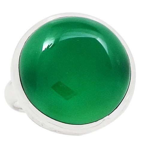 Zilveren Ring Met Ronde Groene Onyx Zilveren Edelsteen Ringen
