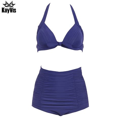 Kayvis 2019 Sexy Bikinis Women Swimsuit Push Up Swimwear Halter Solid Brazilian Bikini Set