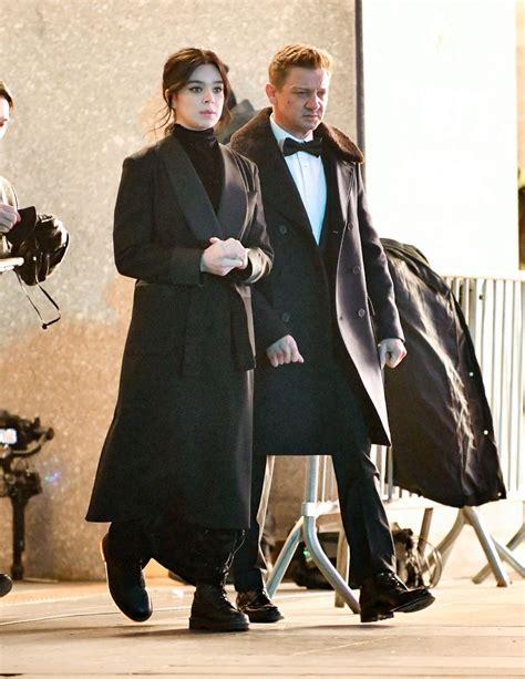 hailee stienfeld and jeremy renner on the set of hawkeye in new york 12 09 2020 hawtcelebs