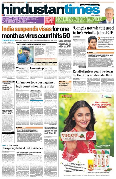 Hindustan Times Lucknow March 12 2020 Newspaper