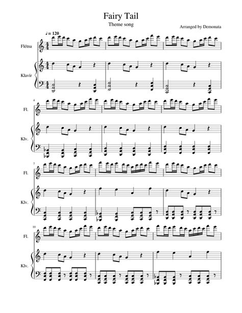 Fairy Tail Main Theme Sheet Music For Piano Flute Solo