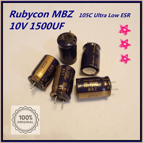 1 ชิ้น ตัวเก็บประจุ Capacitor Rubycon Mbz 10v 1500uf 105°c Ultra Low