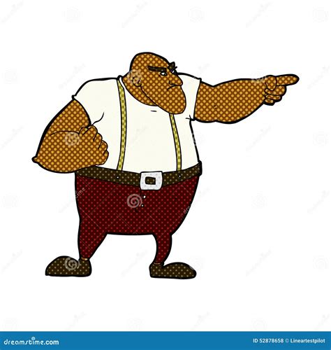 Comic Cartoon Angry Tough Guy Pointing Stock Illustration