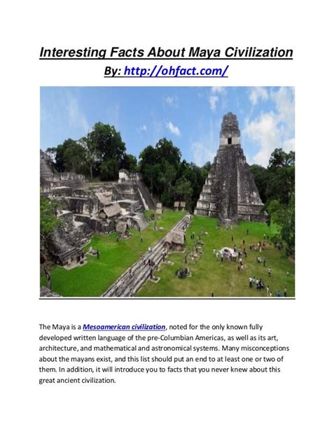 Interesting Facts About Maya Civilization