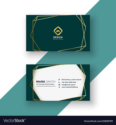 Stylish Business Card Design With Golden Frame Vector Image