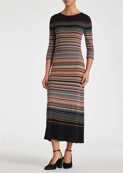 Women S Signature Stripe Knitted Midi Dress