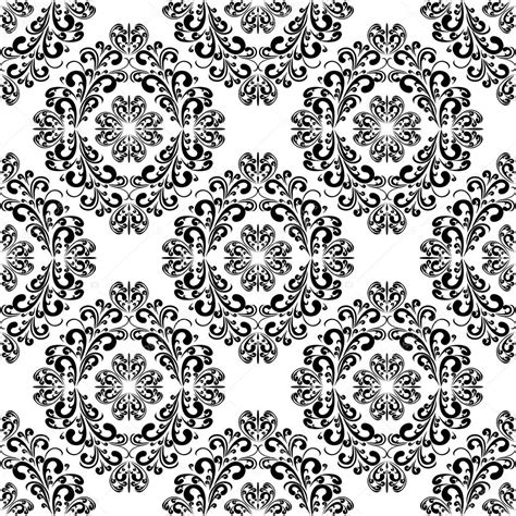 Seamless Black Damask Pattern On The White Background — Stock Vector