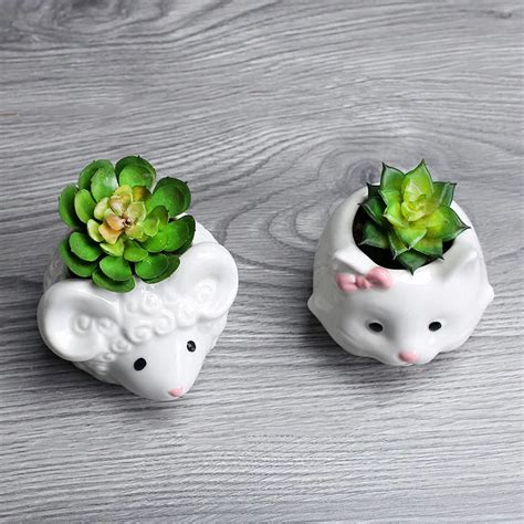 Cute Sheep Succulents Flowerpot Small Ceramic Flower Pot Desktop Decor