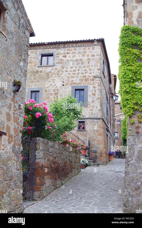 Tiny Street In Civita Di Bagnoregio Italy Stock Photo Alamy