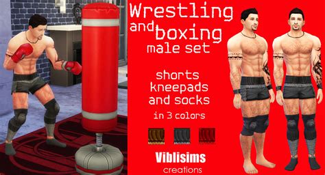 Mod The Sims Wrestling And Boxing Male Set Shorts Kneepads And Socks