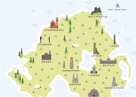 Map Of Northern Ireland Print in 2021 | Northern ireland map, Ireland map, Northern ireland travel