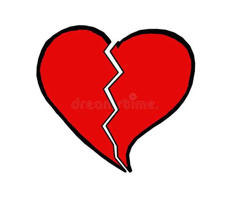 Red Heart Broken In Half On White Background Stock Illustration