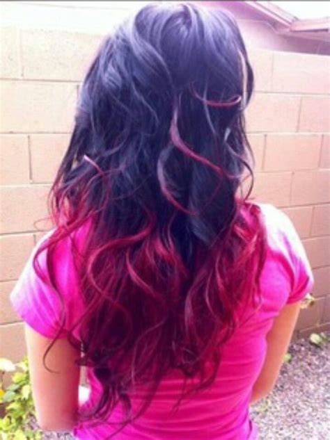 Pink Hair Tips On Black Hair Hair Hair On Pinterest