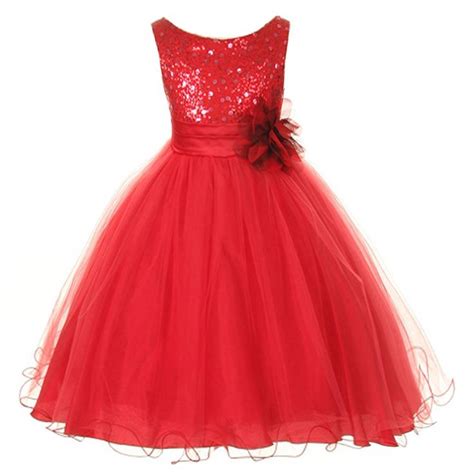 Flower Girl Dress Red Sequin Double Mesh Red Flower Girl Dresses Girls Dresses Flower Girl