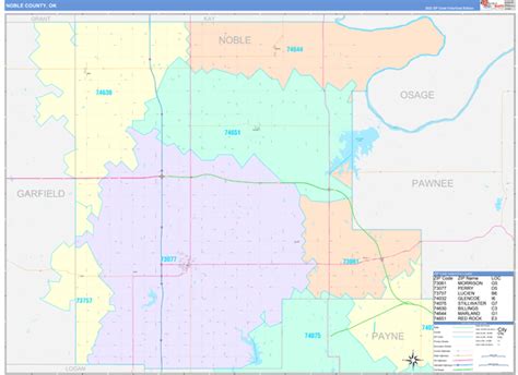 Noble County Ok Wall Map Color Cast Style By Marketmaps Mapsales