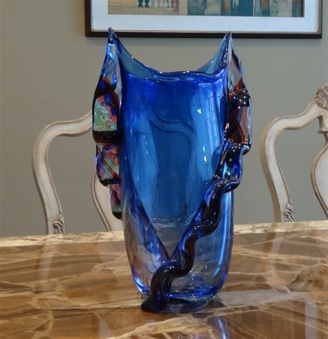 Magnificent Murano Glass Vase Blue Murano Glass Murano Glass Ts Co