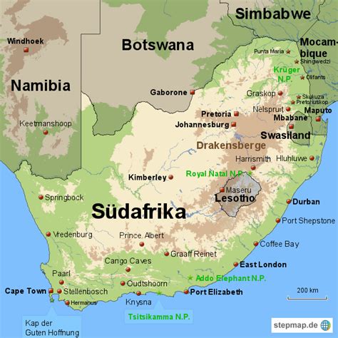 Stepmap Südafrika 1 Landkarte Für Südafrika