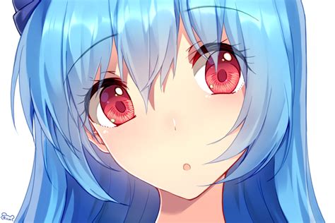 Anime Girl With Blue Hair And Red Eyes By Anjumaakavampire