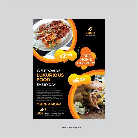 Restaurante Flyer Diseño Moderno Color Amarillo Y Negro 674853 Vector