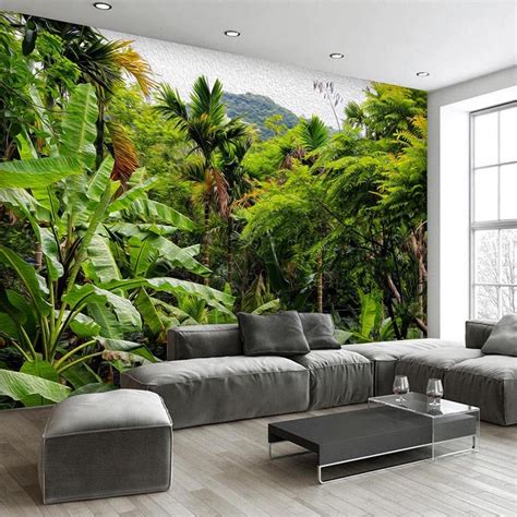 Photo Wallpaper Retro Tropical Rain Forest Coconut Tree 3d