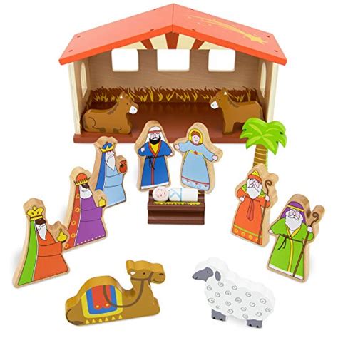 Classic Nativity Set 14pcs O Holy Night Wooden First Christmas