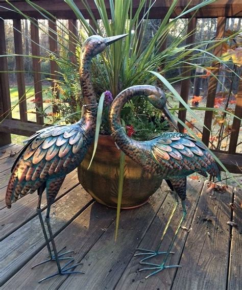 We used treated lumber on the entire project. Copper Patina Crane Pair Metal Garden Decor Statues Bird ...